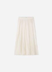 Pleated Elastic Waist Skirt in Stretch Crepe - Ivory - CO Collections